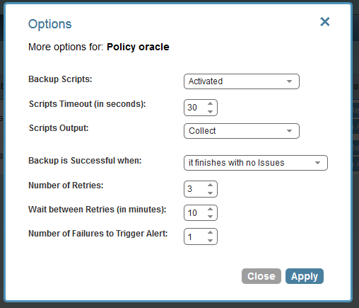 oracle policy options