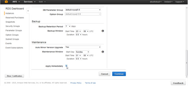 change RDS instance type