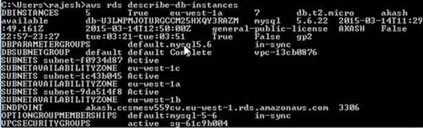 aws rds describe-db-instances