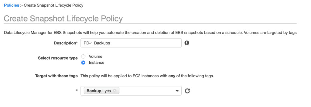 create snapshot lifecycle policy
