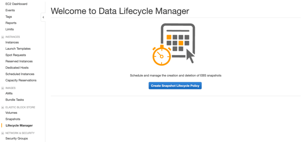 AWS data lifecycle manager for automating EC2 backups