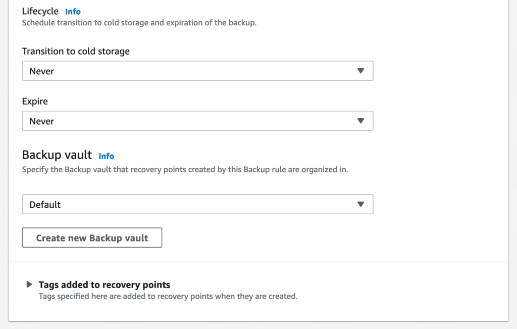 backup lifecycle info