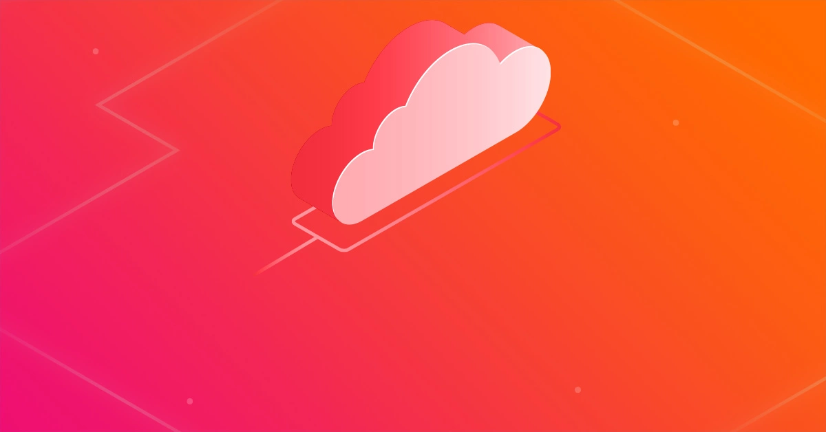 illustration of a cloud against an orange gradient background to represent ec2 backup and ebs snapshots