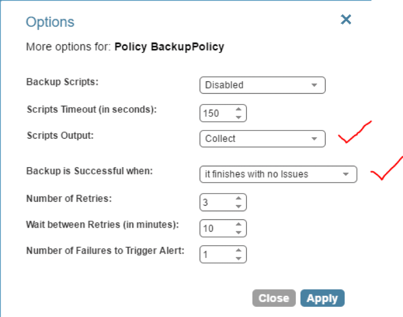 configure an automated backup, create a policy in CPM