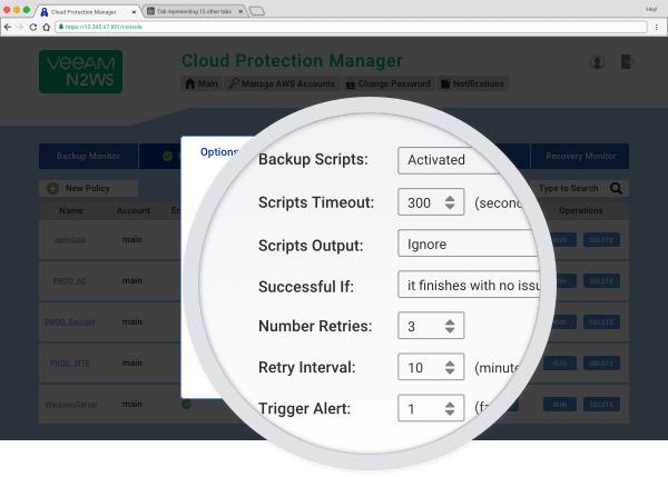 Features application-consistent backup