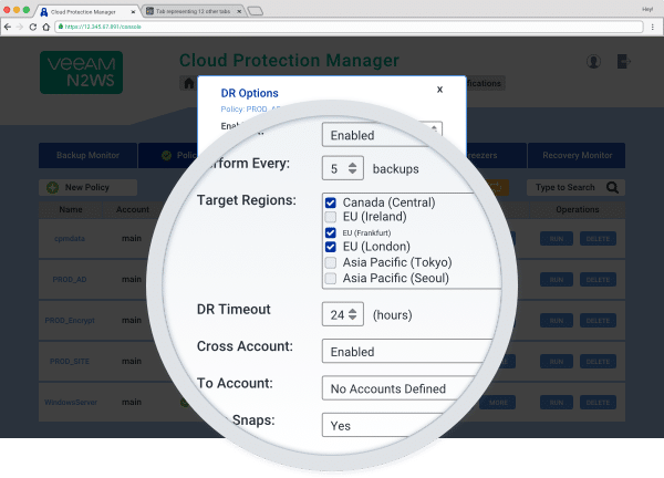 Features DR snapshot vaults