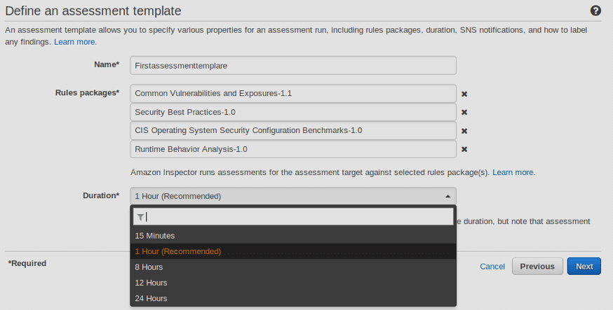 Define an Asset Template in Amazon Inspector