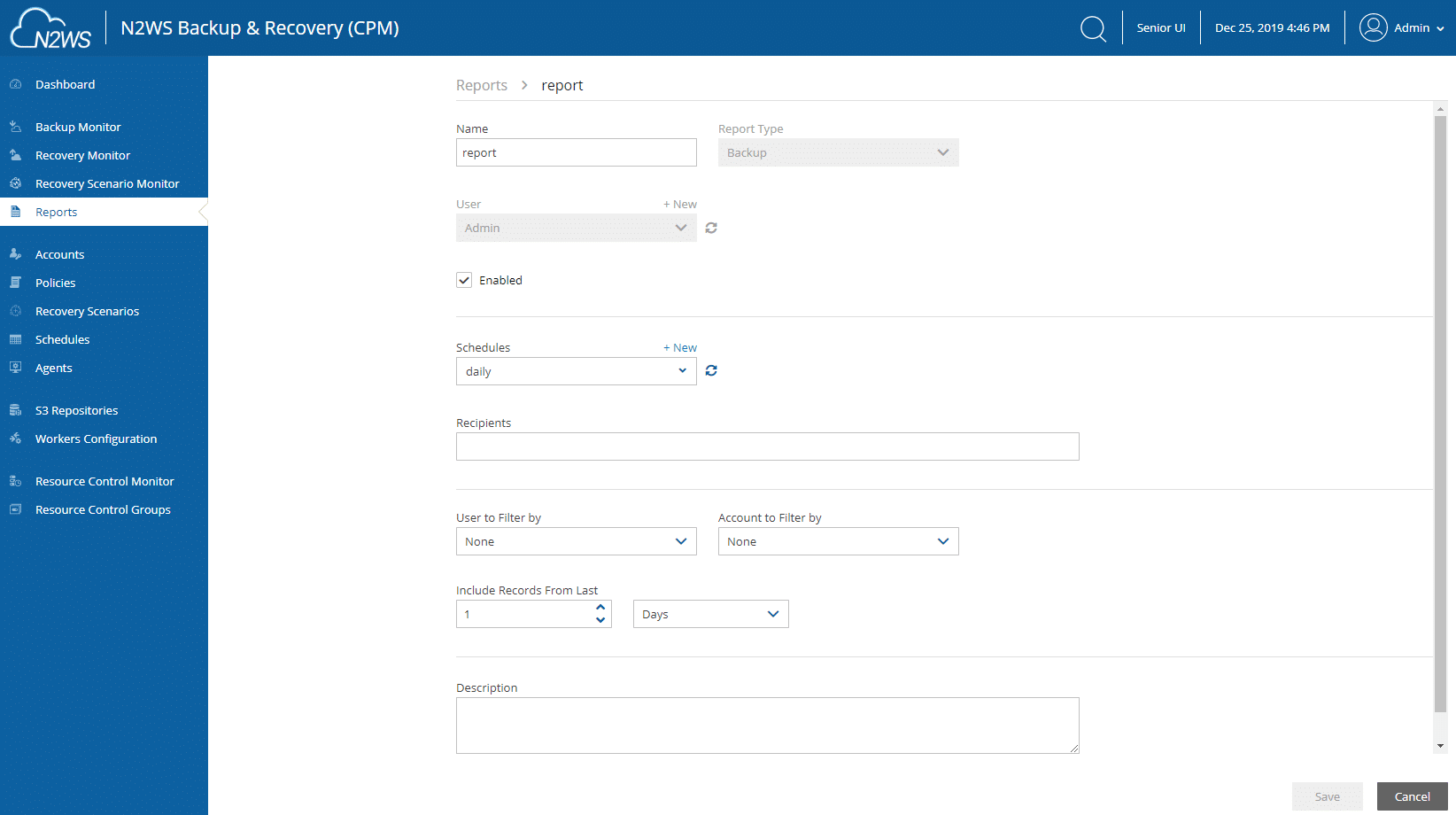 N2WS Backup & Recovery for AWS version 3.0 Screenshot - Custom Reports