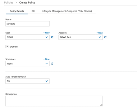 Create a new cpmdata policy