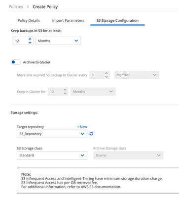 Creating a Policy: S3 Storage configuration