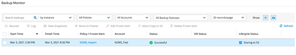 N2WS Backup Monitor: Storing snapshots to Amazon S3