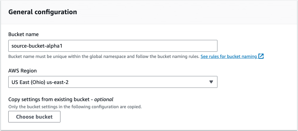 general S3 bucket configuration