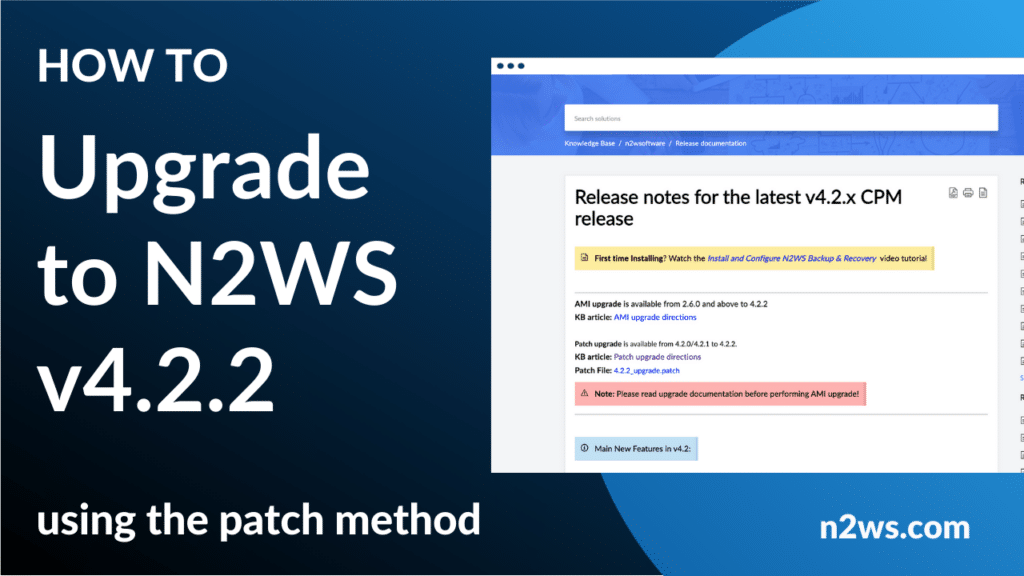 How to Upgrade to N2WS v4.2.2 using the patch method