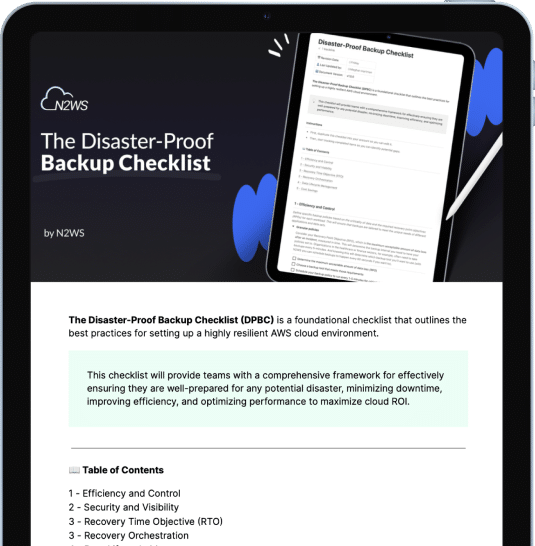 a mockup of an ipad with the disaster-proof backup checklist on the screen