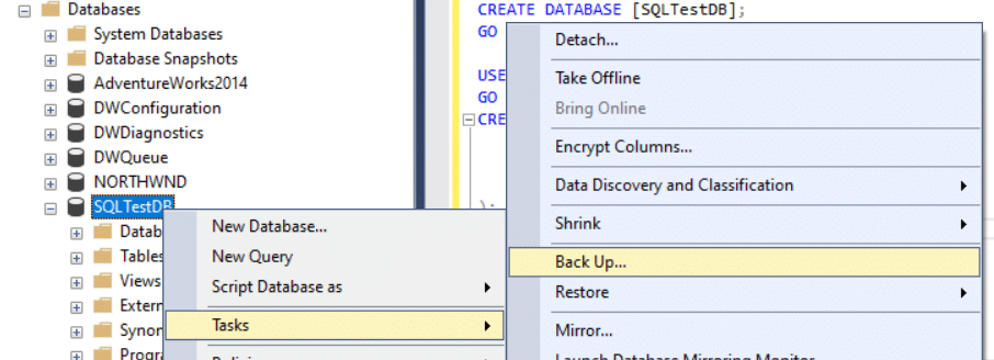 backup MSSQL database