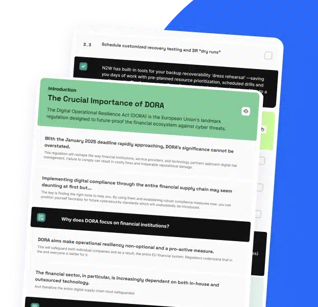 mockup of our digital DORA compliance checklist