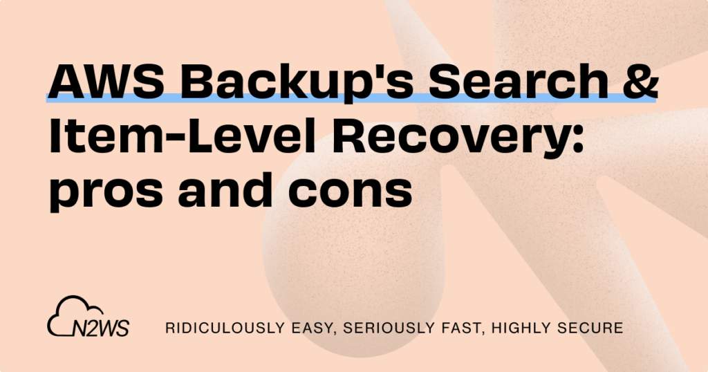 AWS Backup's Search & Item-Level Recovery: pros and cons