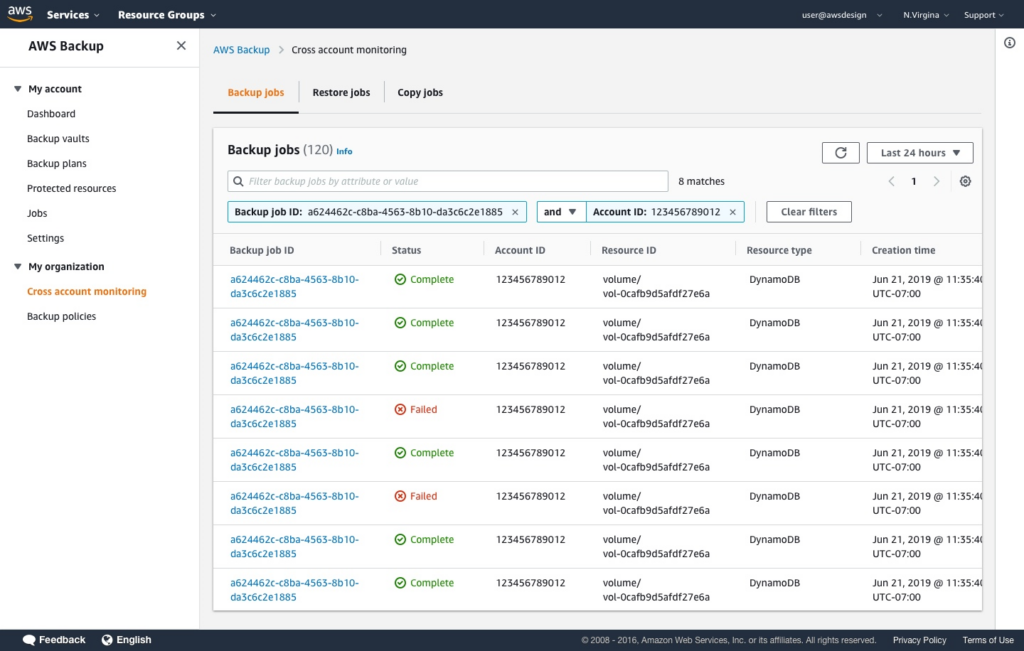 AWS Backup UI