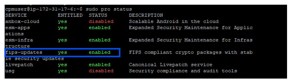 FIPS compliant crypto package CLI screenshot