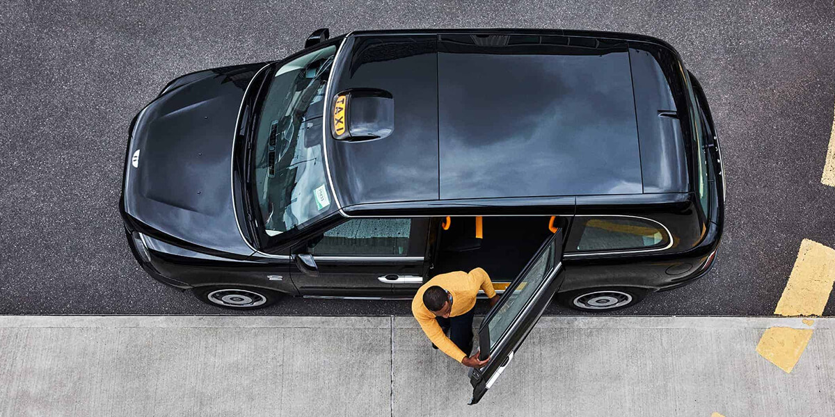 Overhead shot of a Gett black cab