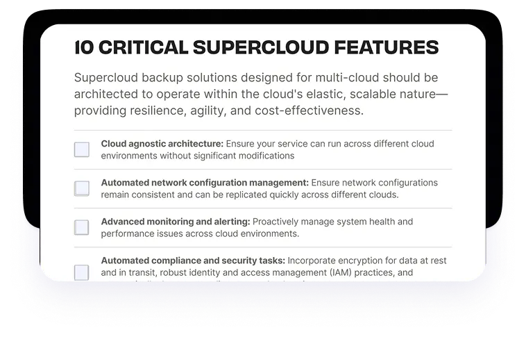 Multi-cloud checklist excerpt mockup