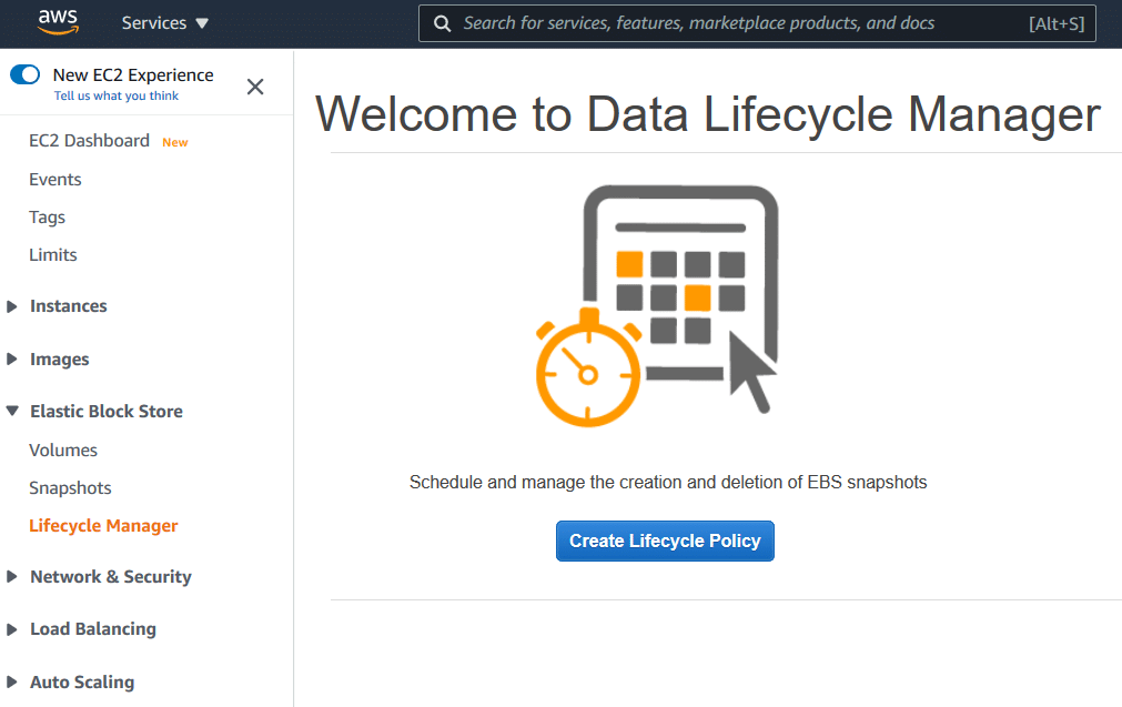 screenshot of data lifecycle manager